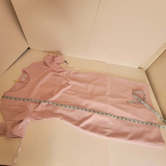 Calvin Klein Jewel Neck Flutter Sleeves Fitted Shift Dress Size 8 Dusty Pink NWT - Picture 13 of 13